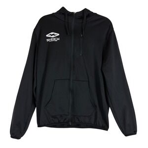 Shock Doctor Hoodie Mens Medium Black Full Zip Fleece Logo Pockets Athletic